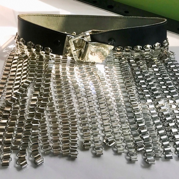 BELT. ARTIST HANDMADE. METAL. LEATHER. NEW. Small. - Picture 2 of 5